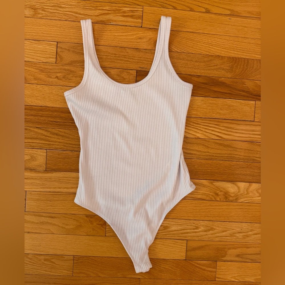 Dex White Ribbed One-Piece Bodysuit -Size Small